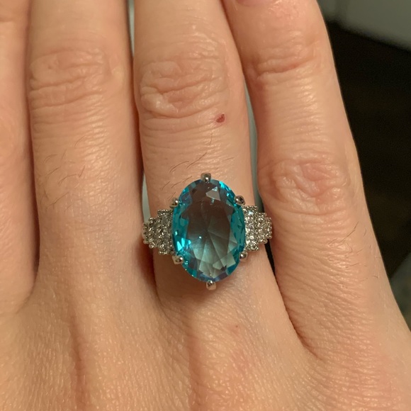 Elegant 925 Silver Ring Women Oval Cut Aquamarine - Picture 7 of 11